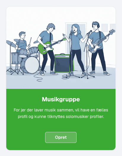 Opret musikgruppe-profil Musikgruppe-profil på DanskeMusikere.dk, for jer der laver musik sammen, vil have en fælles profil og kunne tilknyttes solomusiker-profiler