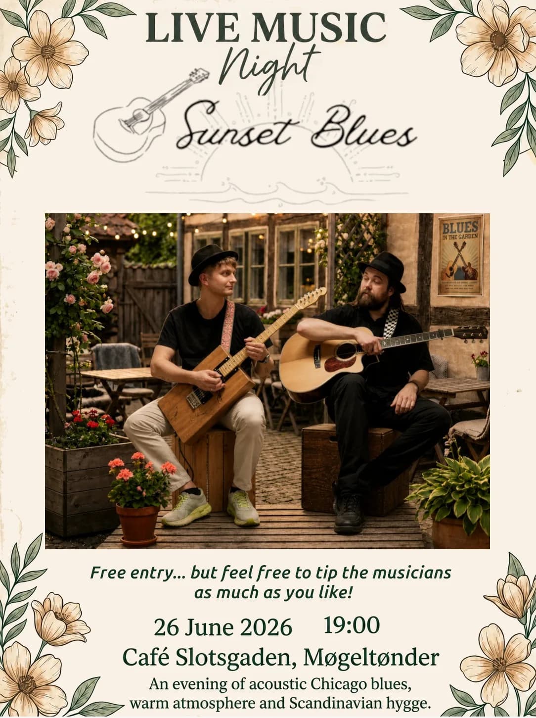 Sunset Blues duo in Café Slotgaden
